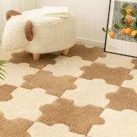Tapis puzzle de sol pour enfant doux blanc crème YOUPI