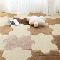 Tapis puzzle de sol pour enfant doux blanc crème YOUPI