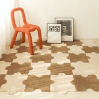 Tapis puzzle de sol pour enfant doux marron YOUPI