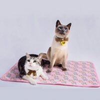 Tapis rafraîchissant chat rose rectangulaire lavable motifs lapins