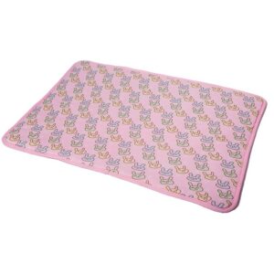 Tapis rafraîchissant chat rose rectangulaire lavable motifs lapins