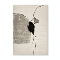 Tapis rectangulaire beige art abstrait minimalisme italien en laine PUXU