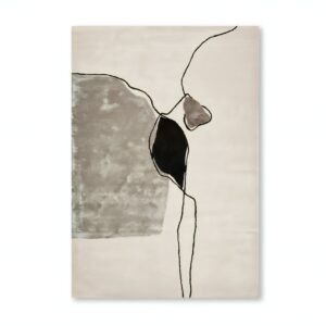 Tapis rectangulaire beige art abstrait minimalisme italien en laine PUXU