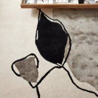 Tapis rectangulaire beige art abstrait minimalisme italien en laine PUXU
