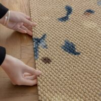 Tapis rectangulaire beige pour salle à manger motifs taches abstraites BASIL