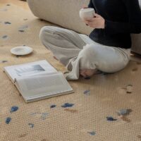 Tapis rectangulaire beige pour salle à manger motifs taches abstraites BASIL