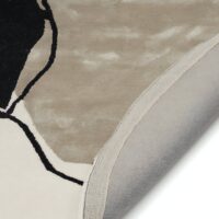 Tapis rond beige art abstrait minimalisme italien en laine PUXU