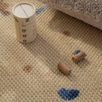 Tapis rectangulaire beige pour salle à manger motifs taches abstraites BASIL