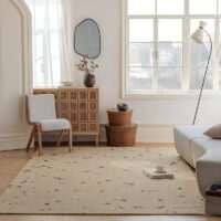 Tapis rectangulaire beige pour salle à manger motifs taches abstraites BASIL