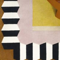 Tapis rectangulaire jaune moderne et abstrait pour salon bords marrons ARTO DESIGN