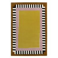 Tapis rectangulaire jaune moderne et abstrait pour salon bords marrons ARTO DESIGN