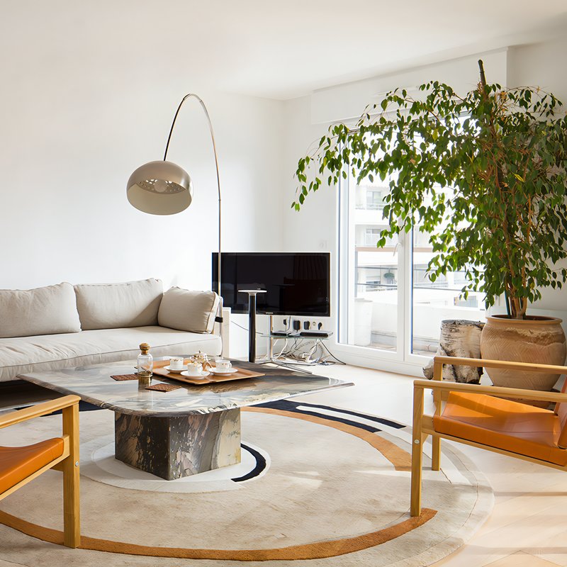 Tapis rond design cercles contemporains et modernes PUXU