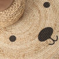 Tapis rond en jute naturel tressé pour enfant modèle ours
