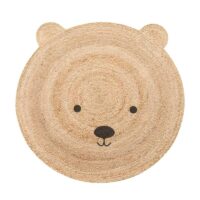 Tapis rond en jute naturel tressé pour enfant modèle ours