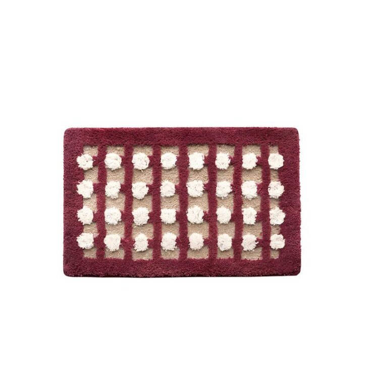 Tapis rose et beige à carreaux absorbant pour salle de bain WATERRUG