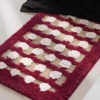 Tapis rose et beige à carreaux absorbant pour salle de bain WATERRUG