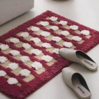 Tapis rose et beige à carreaux absorbant pour salle de bain WATERRUG