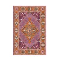 Tapis rose oriental rectangulaire motifs traditionnels LANMUI