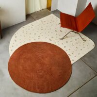 Tapis salle à manger et salon design abstrait tendance orange LILO