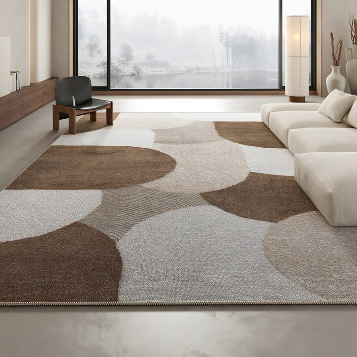 Tapis salle à manger et salon effet patchwork forme arrondie tendance MISTER RUG