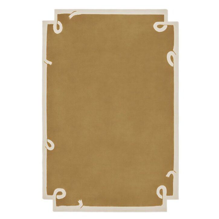 Tapis salle à manger jaune style berbère avec hautes finitions ARTO DESIGN