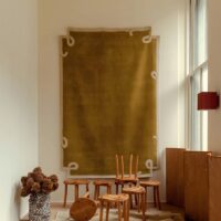 Tapis salle à manger jaune style berbère avec hautes finitions ARTO DESIGN