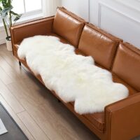 Tapis shaggy en laine naturelle véritable blanche DAJU