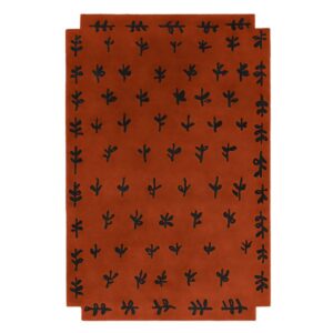 Tapis terracotta avec motifs fleurs abstraites style berbère ARTO DESIGN