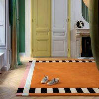 Tapis terracotta orangé rectangulaire design moderne ARTO DESIGN