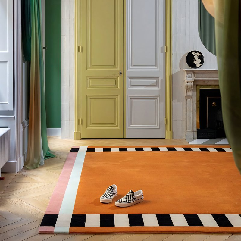 Tapis terracotta orangé rectangulaire design moderne ARTO DESIGN