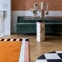 Tapis terracotta orangé rectangulaire design moderne ARTO DESIGN