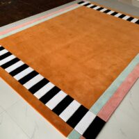 Tapis terracotta orangé rectangulaire design moderne ARTO DESIGN