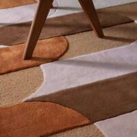 Tapis terracotta rose et marron rectangulaire demi-cercles colorés PUXU