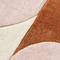 Tapis terracotta rose et marron rectangulaire demi-cercles colorés PUXU