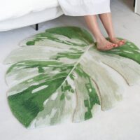 Tapis vert feuille de monstera pour salon design et chic ABI