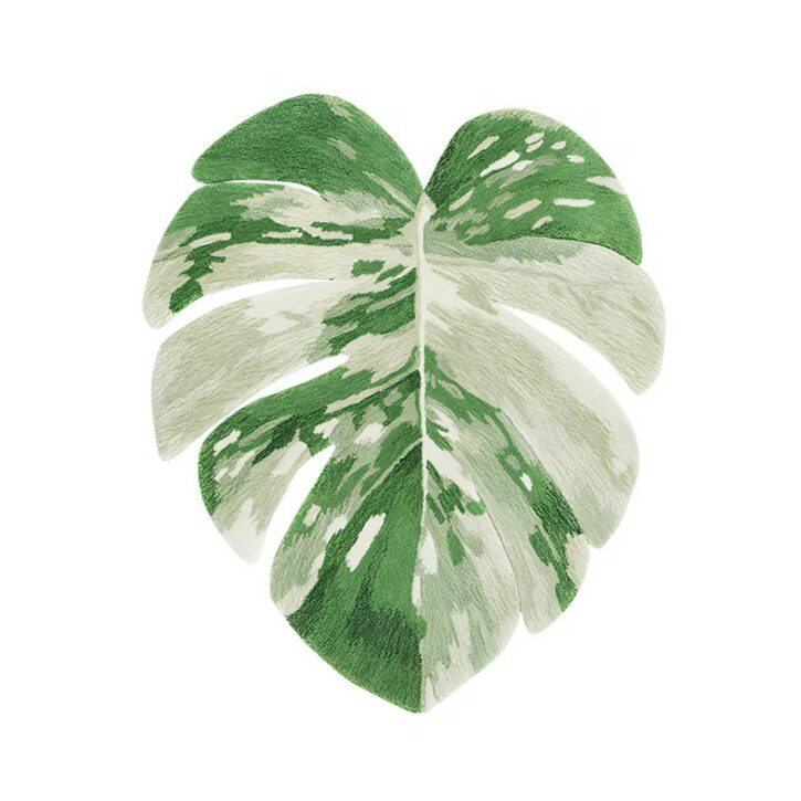 Tapis vert feuille de monstera pour salon design et chic ABI