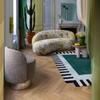 Tapis vert moderne design tendance et abstrait pour salon ARTO DESIGN