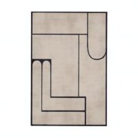 Tapis vintage beige avec motifs géométriques noirs de décoration GILLES