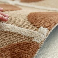 Tapis vintage marron et beige motifs tendances circulaires PERIO GIOVANI