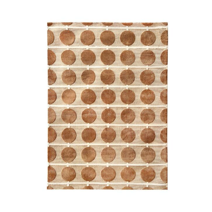 Tapis vintage marron et beige motifs tendances circulaires PERIO GIOVANI