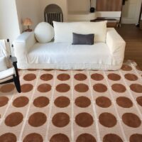Tapis vintage marron et beige motifs tendances circulaires PERIO GIOVANI