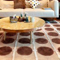 Tapis vintage marron et beige motifs tendances circulaires PERIO GIOVANI