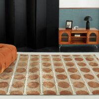 Tapis vintage marron et beige motifs tendances circulaires PERIO GIOVANI